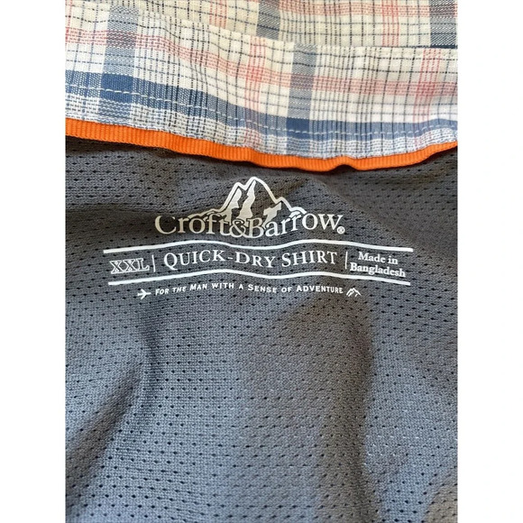 Croft & Barrow Mens Button Up Shirt XXL Plaid Vented Pockets Outdoor Active Fish - Picture 7 of 10